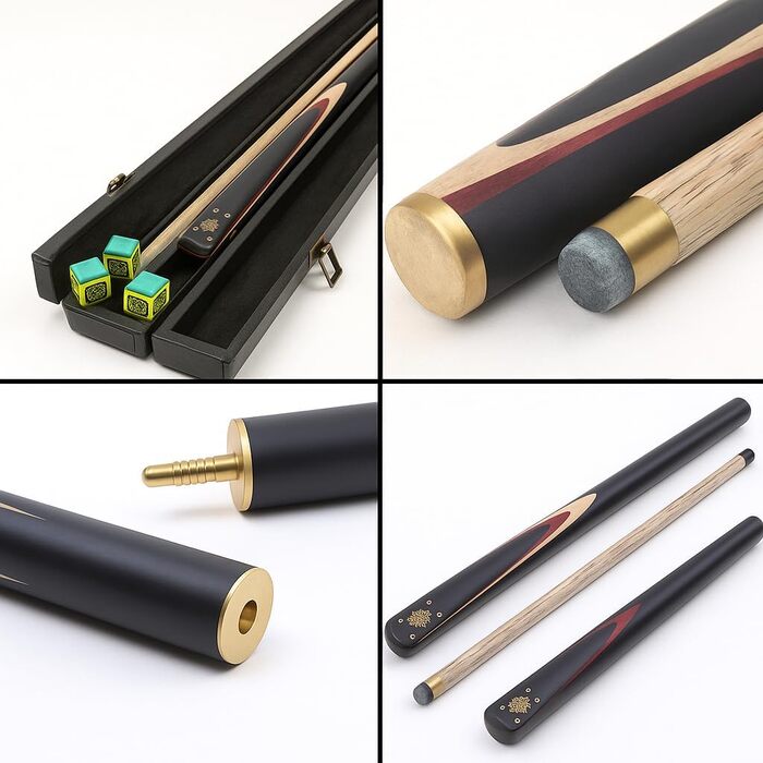 Більярдний кий BCE Heritage Sapele Snooker, магоні, ¾ розміру, 145 см - наконечник 9,5 мм, з подовжувачем 15 см та жорстким кейсом + аксесуари: наконечники ROS Elch, кубик крейди та крейда Riley