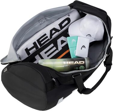 Спортивна сумка HEAD Tour Sport 50L чорно-біла для подорожей та тренувань