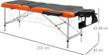 HOMCOM Складаний масажний стіл з алюмінію, з підголовником та сумкою для перенесення, до 225 кг - 215 x 60 см