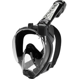 Маска для снорклінгу Cressi Duke Action S/M чорна - Повнолицева, з трубкою, природне дихання, широке поле зору, кріплення для екшн-камери