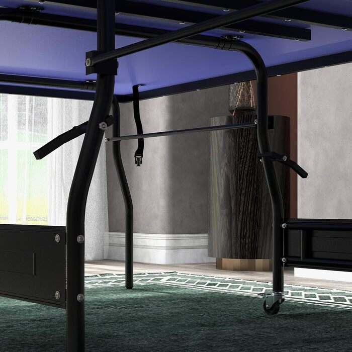 Стіл для пінг-понгу SPORTNOW Mid Size, розкладний, з роликами та сіткою, 3 м'ячі, 12 мм, вологостійкий, для гри в приміщенні та на вулиці, 274 x 152,5 x 76 см, блакитний