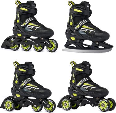 Інлайнерожі RAVEN Profession 4in1 чорного та лаймового кольору, регульовані 31-35 (20,5-23 см), для дітей та дорослих