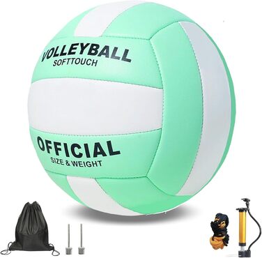 Волейбольний м'яч офіційного розміру 5, комплект з м'яким м'ячем для гри в приміщенні, на вулиці, на пляжі, тренувальний інвентар для пляжного волейболу та басейну, фітнес-зал, зелено-білий