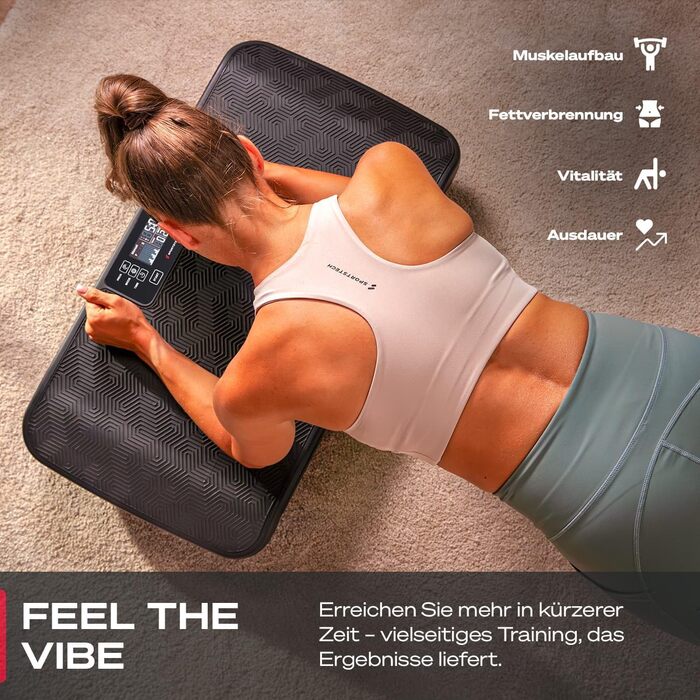 Платформа для фітнесу Sportstech sVibe 4D з вібрацією для дому, 99 рівнів, німецька якість, LED-дисплей, ультратиха, гексагональний дизайн, масаж, тренування преса, ніг та сідниць, з додатком