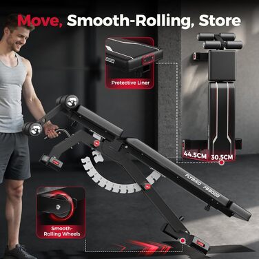 Відкидна тренажерна лава FLYBIRD з регулюванням, до 544 кг, для дому, з подовженою спинкою для жиму лежачи (L-544KG)