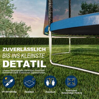 Трамплін JUMMICO Outdoor для дітей з драбиною та боковою кишенею, Ø 183/228/305/366/427 см, сертифікат GS