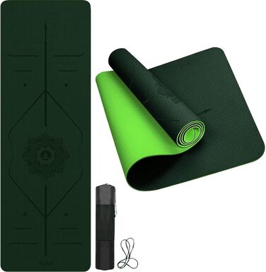 Йога мат AUNEK Pro, 6 мм, антиковзка, легка, з сумкою та ремінцем, для йоги, стретчингу та медитації
