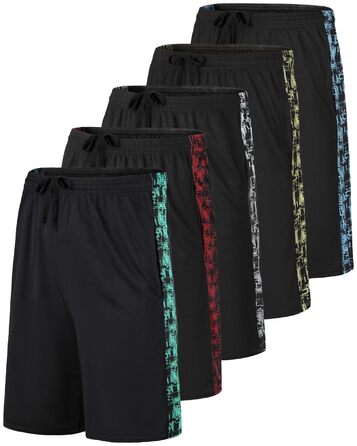 Набір чоловічих спортивних шортів з сітки Real Essentials (5 шт.), 22,9 см, для фітнесу, баскетболу та бігу, з кишенями, розмір 3XL, Set Q