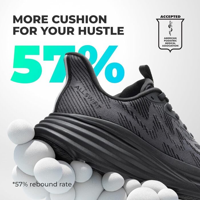 Чоловічі кросівки для бігу та ходьби ALLSWIFT, чорного кольору, 42 EU