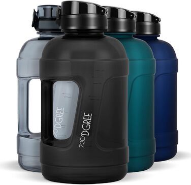 Спортивна пляшка для води 720°DGREE uberBottle Jug 2300 мл з ручкою, BPA-free, герметична, чорна Crystalclear – для фітнесу, тренувань, залу