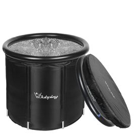 Кріованна Bubplay XL для спортсменів та дорослих, кругла ванна для холодних занурень (Cold Plunge Tub), 400 л, чорна