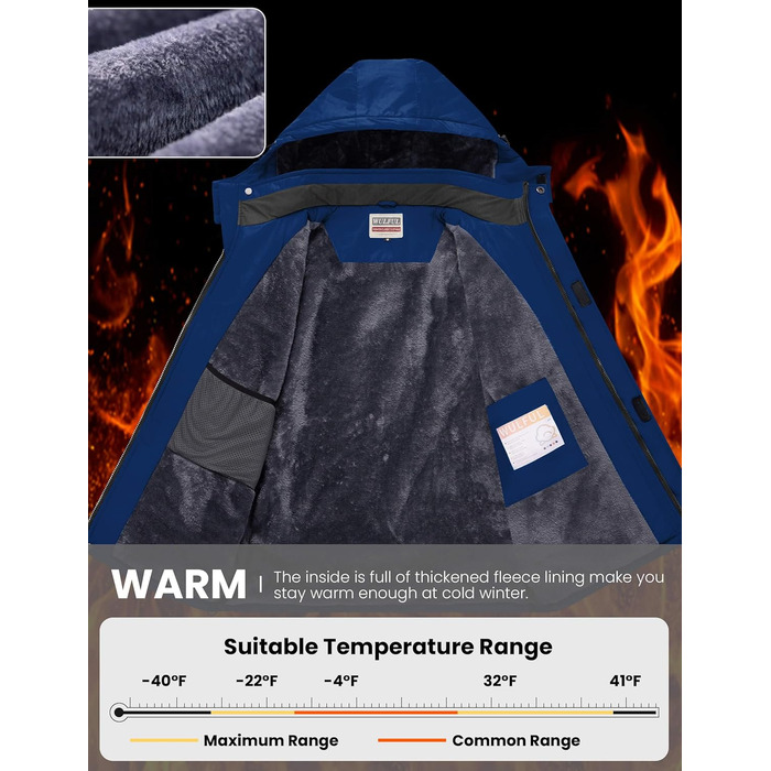 Водонепроникна зимова куртка WULFUL для чоловіків - тепла, вітрозахисна, синього кольору