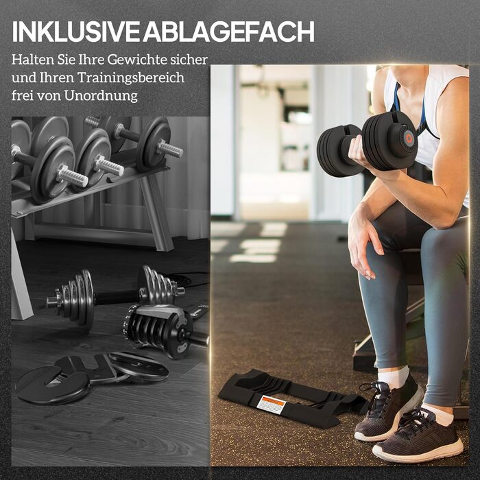 Регульовані гантелі SPORTNOW 3.5-20 кг / 7-24 кг з підставкою, неслизькі ручки, комплект гантелей з пластику для дому та фітнес-залу