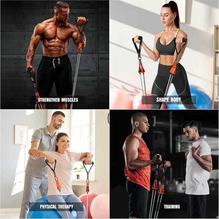 Стрічки для фітнесу з набором ручок, 79,4 кг, для силових тренувань, йоги, дому та фітнесу