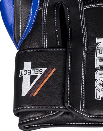 Боксерські рукавички TOP TEN '4Select' з натуральної шкіри (синьо-чорні, 16 oz, стандартні)