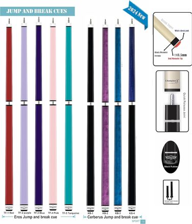 Pool-Stick Champion Cerberus Eros Heavy Hitter: 3-частинний, 22oz, 540-740г, Violett