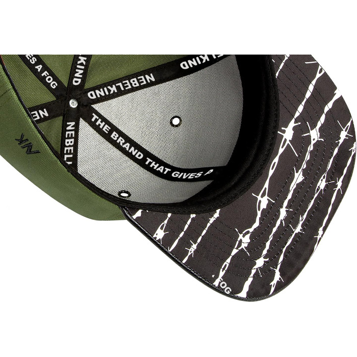 Кепка-снэпбек Nebelkind Unisex з принтом «Колючий дріт», регульований розмір, стиль стрітвір, оливковий колір