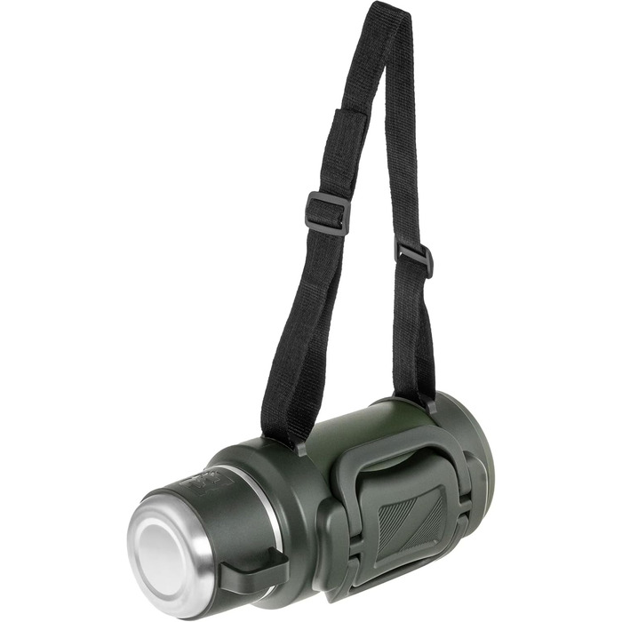 Термос Badger Outdoor Big Boy 1,3 л з нержавіючої сталі, із чайним ситечком, вакуумною ізоляцією, зберігає тепло до 24 годин, з ремінцем для перенесення, оливковий зелений