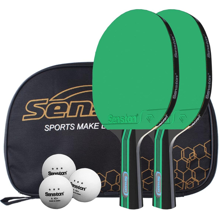 Набір для настільного тенісу Senston: 2 ракетки, 3 м'ячі, сумка. Підходить для студентів, початківців, тренувань та сімейного дозвілля. Модель S6
