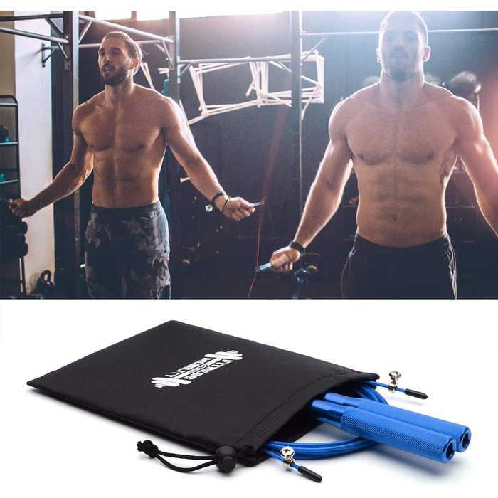 Стрибкове канат CKB LTD Elite Speed-Springseil: преміум-алюмінієві ручки, регульована довжина 3 м, фітнес, для дорослих, з сумкою, функціональне тренування, 1 шт, колір: кобальтово-синій