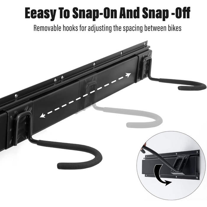 Настінний тримач для велосипедів Sinoer на 6 велосипедів та 5 шлемів, з гачками для зберігання інструментів, регульований для гаража або дому, вертикальний тримач (внутрішня ширина: 90 мм), 3 рейки, 6 велосипедів, 16 дюймів