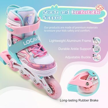 Дитячі ролики Inliner Kinder з регулюванням розміру 26-29, 29-34, 30-35. Ролики для дівчаток з колесами 82A PU, дизайн 