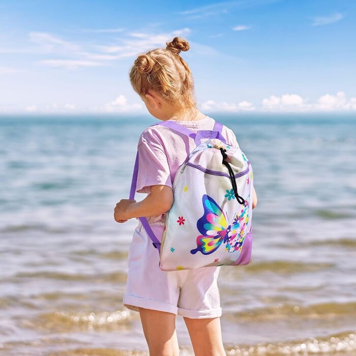 Спортивна сумка WAWSAM для гімнастики з шнурком - 38 × 45 см. Дитяча водонепроникна сумка для плавання, пляжу, покупок (Метелик)