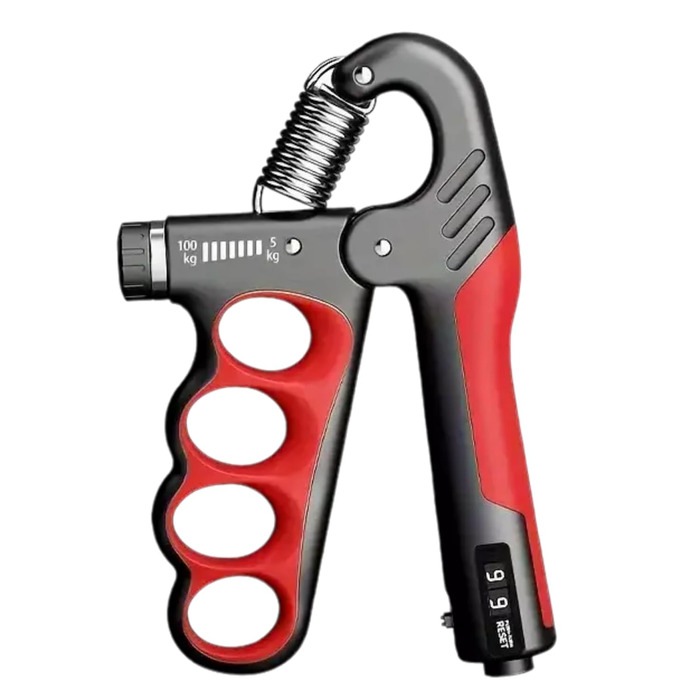 Регульований тренажер для кисті та передпліччя з лічильником навантаження 5-100 кг, механічний тренажер для сили, реабілітації, скелелазіння, фітнесу та зняття стресу (червоний)