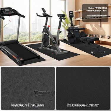 Складаний килимок для захисту підлоги під бігову доріжку та тренажери (200x90 см), товщина 6 мм, протиковзкий та амортизаційний мат для крос-тренажера, йоги та фітнесу