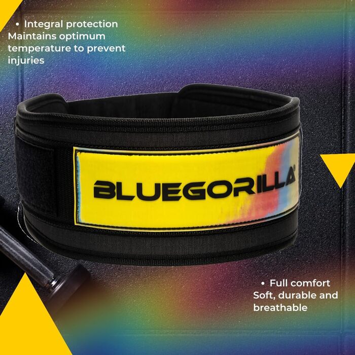 Пояс для важкої атлетики BLUEGORILLA, підтримка попереку, для пауерліфтингу, кросфіту, присідань і тяги, синьо-чорний, розмір M