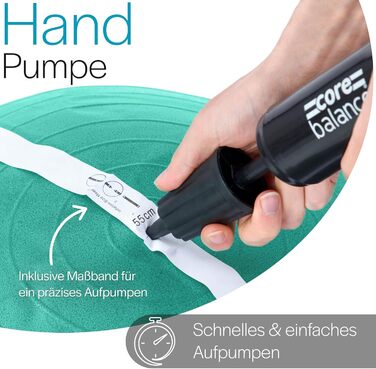 Фітнес-м'яч Core Balance для йоги, фітнесу та вагітності - 55/65/75/85 см - з насосом, колір: блакитний