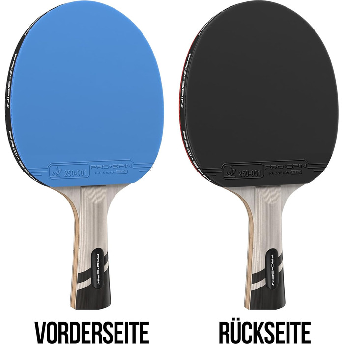 PRO SPIN Столовий тенісний набір - Carbon Profischläger, преміум-якість, висока точність, спін-гума, товщина гуми 2.0 мм, захисний чохол, синій/фіолетовий (2 шт.)