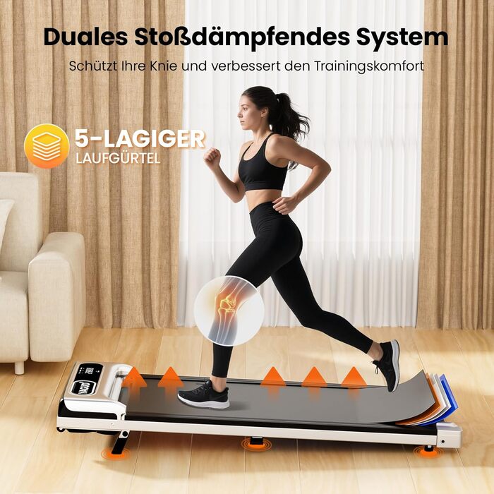 Walking Pad Yagud: Бігова доріжка 3-в-1 для дому та офісу з пультом керування та LED-дисплеєм (срільно-чорний)