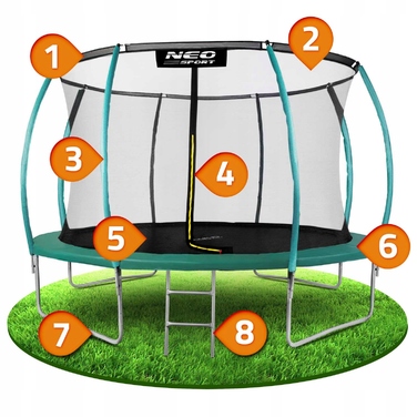 Садовий батут Neo-Sport 12ft/374см з внутрішньою сіткою та профільним каркасом