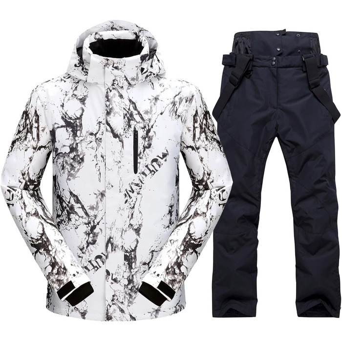 Комплект гірськолижний чоловічий: куртка та штани, зимовий, водонепроникний, вітронепроникний, з капюшоном, камуфляж, XL