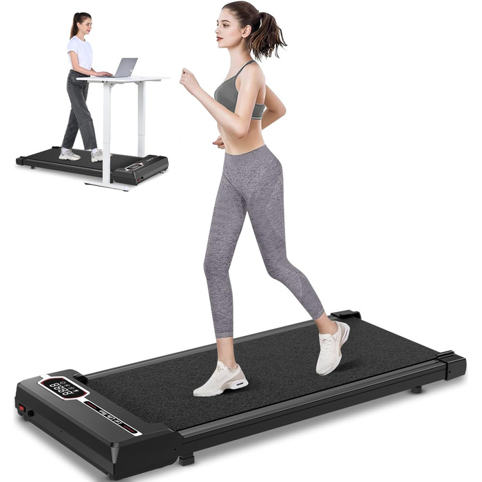 Walking Pad Dskeuzeew 2 в 1 - біговий килимок для дому, електричний, з LED-дисплеєм та пультом керування, чорний