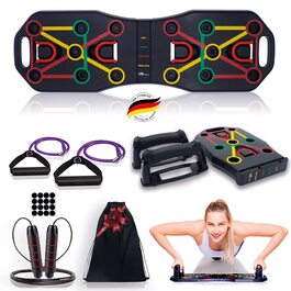 Дошка для віджимань Push Up Board з гумовими петлями та скакалкою для фітнесу вдома – тренажер для чоловіків і жінок, нарощування м'язів