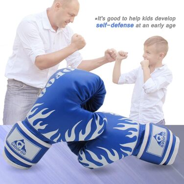Дитячі боксерські рукавички GROOFOO 6oz (3-14 років), для боксерського мішка, тренувань, MMA, Muay Thai, кікбоксингу, блакитні