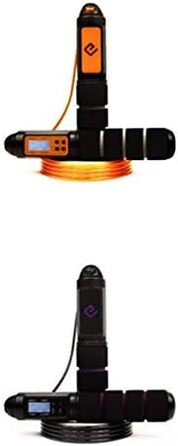 Скакалка Eqofit Speed Rope з лічильником, для кросфіту, HIIT, домашніх тренувань, підрахунок стрибків і калорій, фіолетово-оранжева
