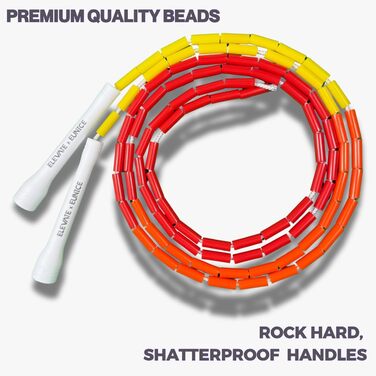 Стрибкове канат Elevate Rope Professionelles Perlen - 3м, регульований, якісні намистини та полішнур - для фрістайлу, кардіо та трюків. Підходить для всіх рівнів, для використання в приміщенні та на вулиці (червоний/помаранчевий/жовтий/білий)