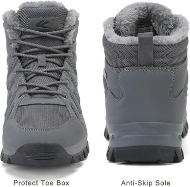 Чоловічі зимові черевики FLARUT: теплі, водонепроникні, для хайкінгу та трекінгу, сірі, 46 EU
