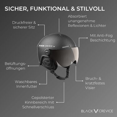 Гірськолижний шолом Black Crevice Arlberg з 2 візорами, розмір M/L (58-61 см), чорний