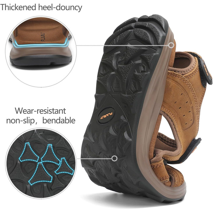 Чоловічі сандалі FLARUT для туризму та відпочинку на природі. Зручні сандалі з натуральної шкіри для літа. Розмір 40 EU, Колір: Коричневий