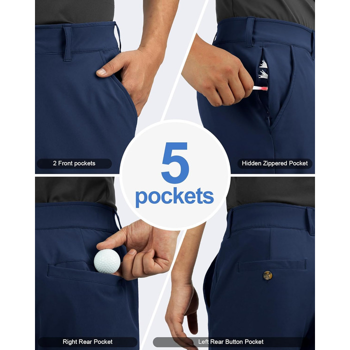 Чоловічі шорти для гольфу Outdoor Ventures UPF 50+ Stretch Dry Fit, швидкосохнучі бермуди з кишенями, темно-сині, розмір 32