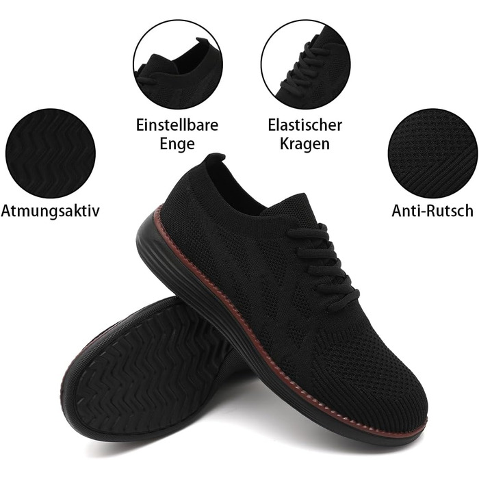 Чоловічі бігові кросівки: спортивне взуття, повсякденне взуття на плоскій підошві, чорного кольору, розмір 45 EU