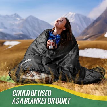 Сплячий мішок Bessport зимовий для дорослих, 3-4 сезони, легкий, ультралегкий, компактний, водонепроникний, для кемпінгу, трекінгу та подорожей (чорний)