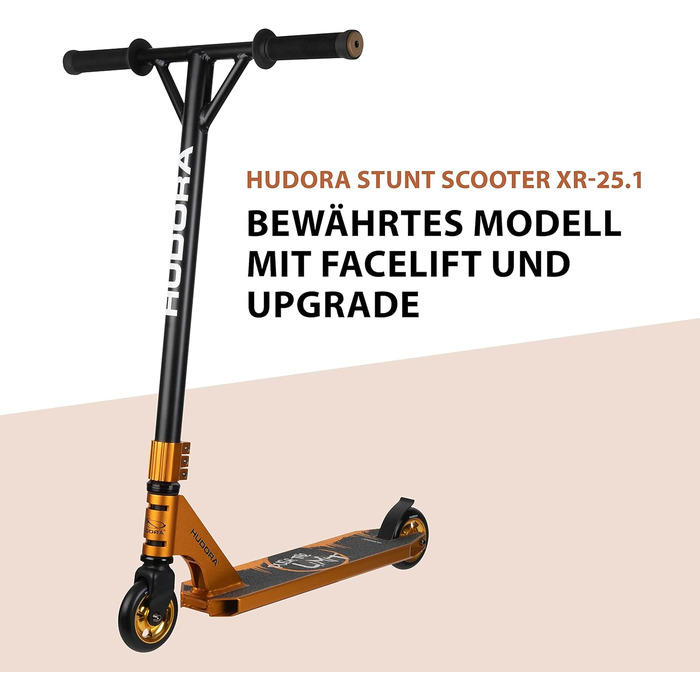 Трюковий самокат HUDORA XR-25.1 з 360° кермом, ABEC 9, золотий, міський та фристайл самокат