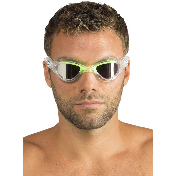 Окуляри для плавання Cressi Flash - чоловічі, з окремими лінзами, проти запотівання, подряпин та УФ-випромінювання, універсальний розмір, чорний/сірий, димчасті лінзи (прозорі/сині, дзеркальні лінзи)
