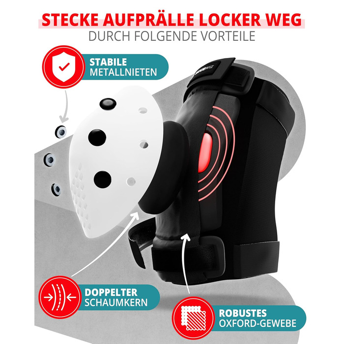 Захисний комплект SKATEWIZ SMASH для дітей (наколінники та налокітники) для роликів та скейтбордингу, розмір S, чорно-білий