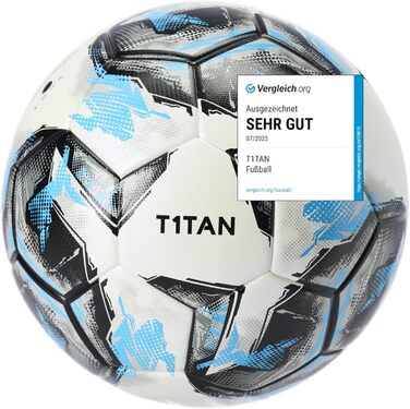 М'яч для футболу T1TAN Gr. 5 для клубів - ігровий + тренувальний м'яч для чоловіків та жінок, розмір 5 - термозв'язаний, безшовний, синій, чорний, білий